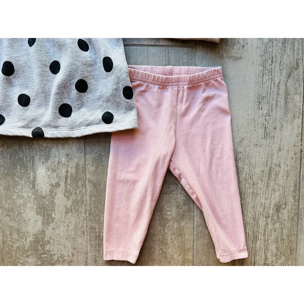 Baby Girls 2-Piece Polka Dot Fleece Sweatshirt Top & Legging Set Cotton 12m - Picture 3 of 8